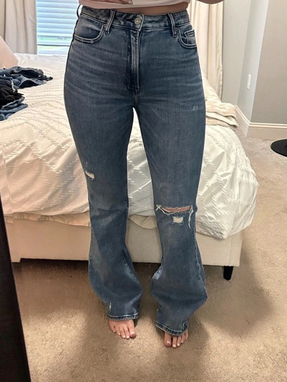 HIDDEN Flare Jeans Distressed Blue Waist 27